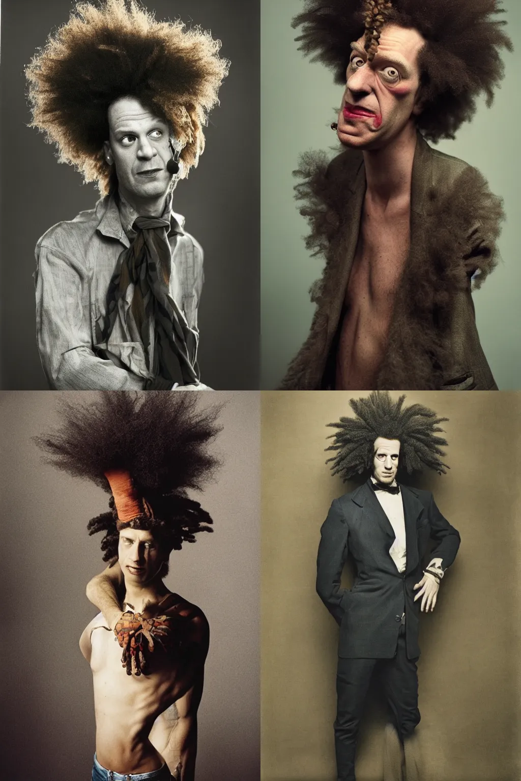 Prompt: Candid portrait photograph of Sideshow Bob, taken by Annie Leibovitz