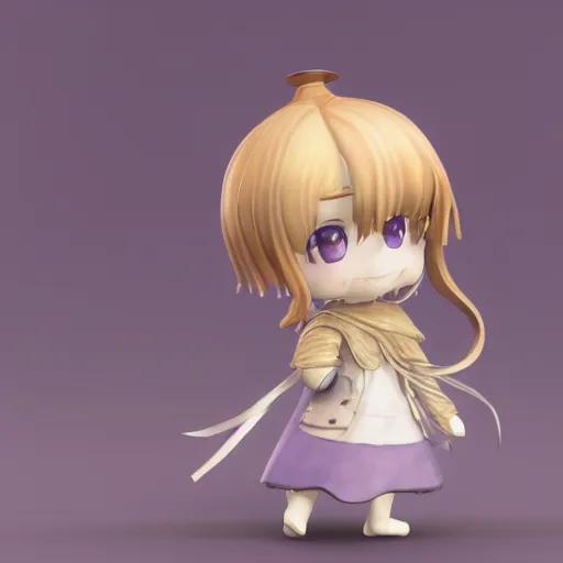 Prompt: 3d render of violet evergarden as a cute chibi figurine, blender, artstation