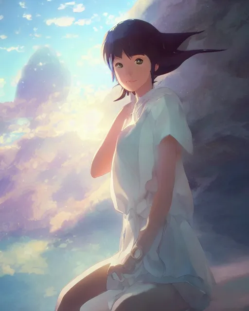 Image similar to a girl dressed as the earth, full shot, atmospheric lighting, detailed face, by makoto shinkai, stanley artgerm lau, wlop, rossdraws