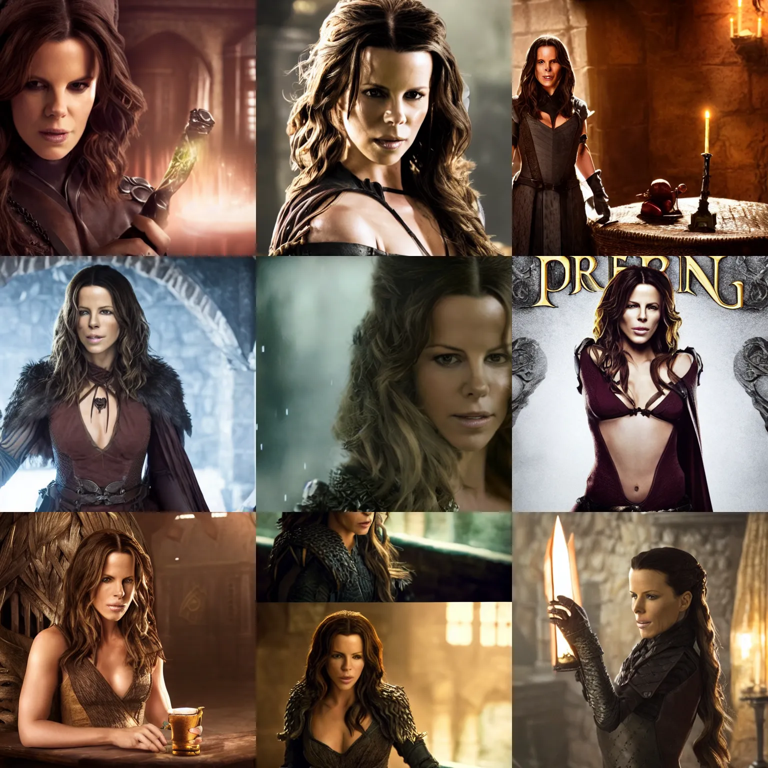 Prompt: kate beckinsale as dnd thief drink in fantasy inn, photoshoot portrait, game of thrones series screenshot, epic light, 4k, realistic,