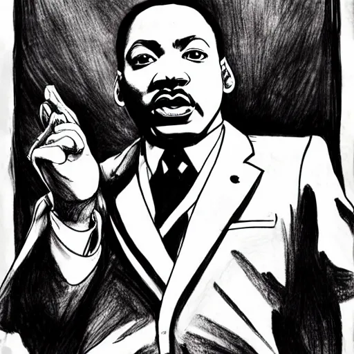 Image similar to Martin Luther King as JoJo from JoJo\'s Bizarre Adventure, anime drawing by Oda Eiichiro