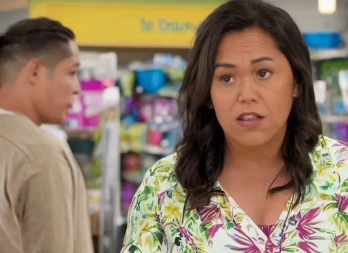 Image similar to film still of kaliko kauahi as sandra kaluiokalani in superstore 2 0 1 5