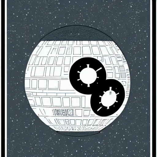 Image similar to Star wars death star in Kurzgesagt art style