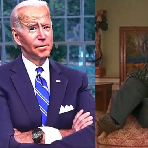 Image similar to Joe Biden fat and out of shape lying on the couch watching tv