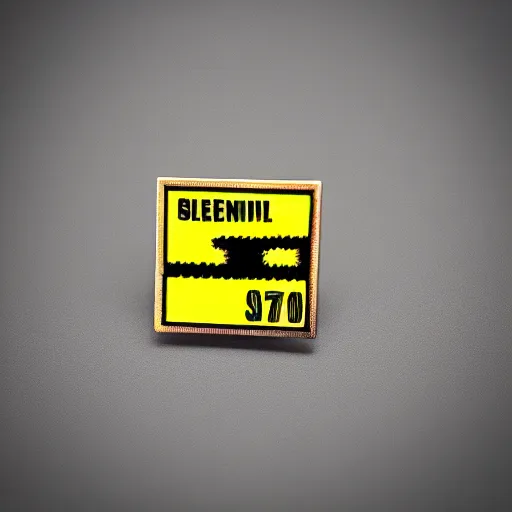 Image similar to a photo of a retro 1 9 7 0 s minimalistic clean fire warning label enamel pin, beautiful cinematic light, behance