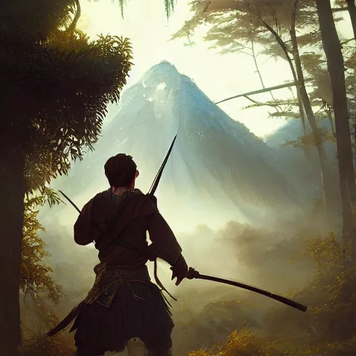 Image similar to Hyper realistic detailed portrait of Kurdish samurai, Stephen Bliss, unreal engine, fantasy art by Greg Rutkowski, Loish, Rhads, ferdinand knab, Makoto Shinkai and Lois van baarle, ilya kuvshinov, rossdraws, Tom Bagshaw, alphonse mucha, global illumination, radiant light, detailed and intricate environment, highly detailed, award winning art