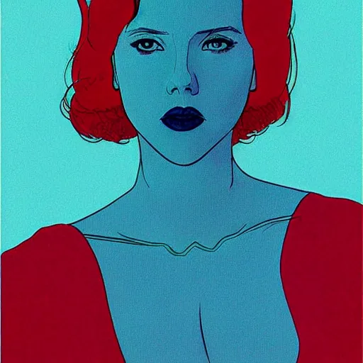 Image similar to “ scarlett johansson retro minimalist portrait by jean giraud, moebius starwatcher comic, 8 k ”