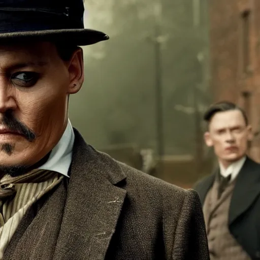 Image similar to Johnny Depp in Peaky Blinders very detail 4K quality super realistic