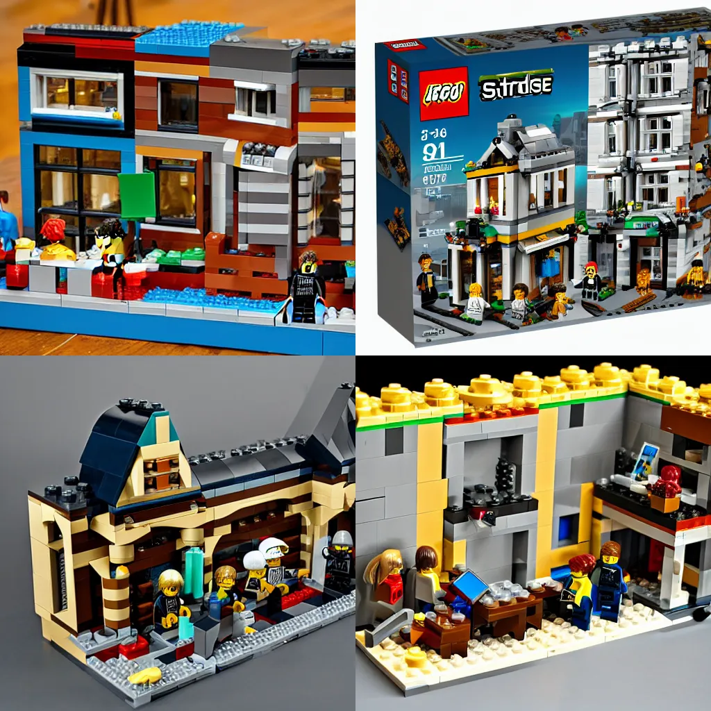 Prompt: MarketJS Game Studio building as a lego set, product photo