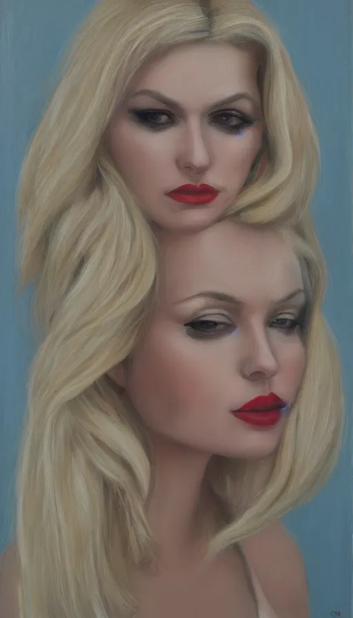 Image similar to portrait of a blonde femme fatale by Glen Orbik, 8K