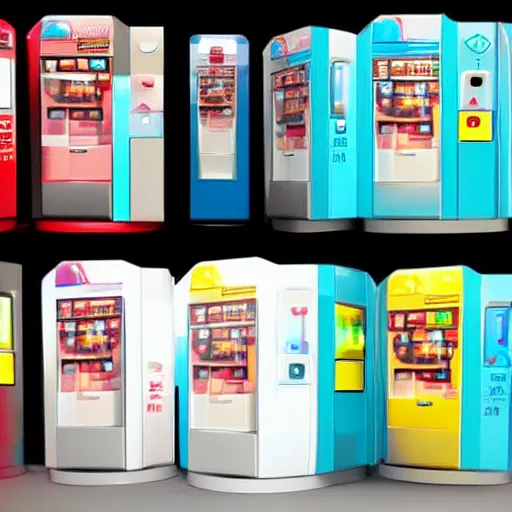 Image similar to concept art of a vending machine of emotion, emotion come with a cute packaging, realistic, octane render, unreal engine