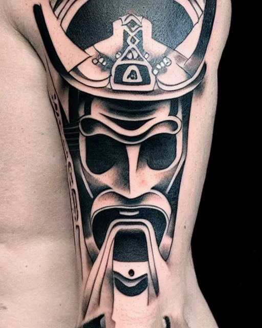 Prompt: samurai tattoo, negative space
