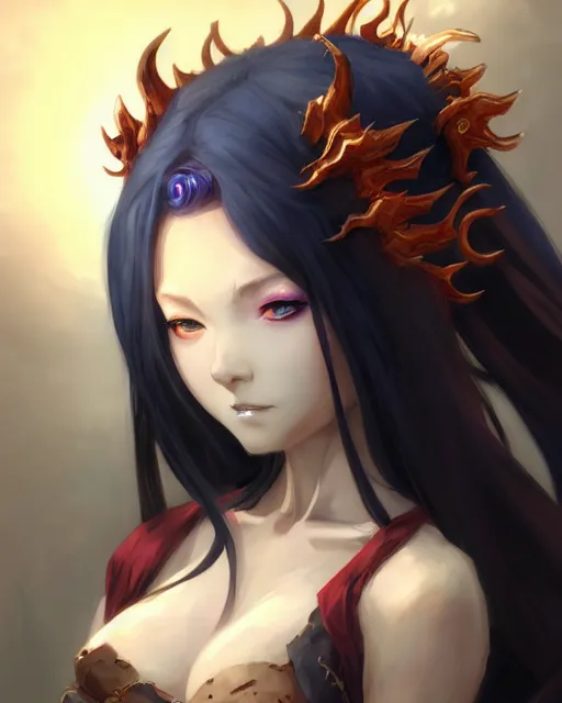 Image similar to character concept art of an anime goddess of pain | | cute - fine - face, pretty face, realistic shaded perfect face, fine details by stanley artgerm lau, wlop, rossdraws, james jean, andrei riabovitchev, marc simonetti, and sakimichan, tranding on artstation