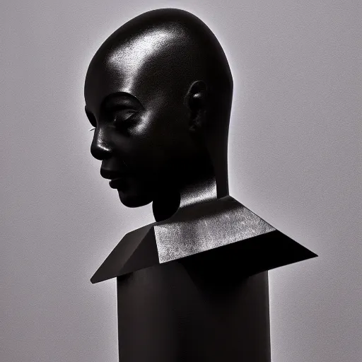 Prompt: lifesize abstract sculpture by ibrahim kamara sharp focus dynamic light