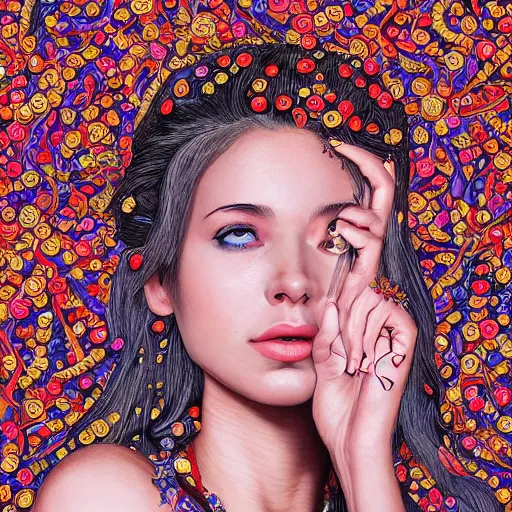 Prompt: the portrait of an unbelievably beautiful and sophisticated young woman made up of peppers looking up, an ultrafine detailed illustration by james jean, intricate linework, bright colors, final fantasy, behance contest winner, vanitas, angular, altermodern, unreal engine 5 highly rendered, global illumination, radiant light, detailed and intricate environment