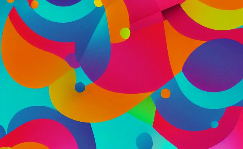 Prompt: abstract beautiful multicolor gradient background, card templmate, wallpaper, lines, 3 d shapes, trending behance, poster by mone, renuare, kandinski
