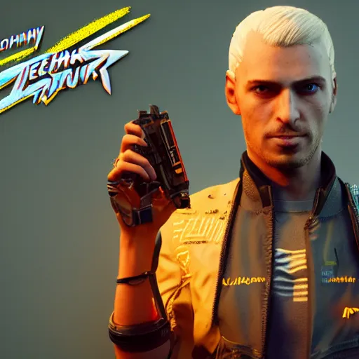 Prompt: cyberpunk 2 0 7 7, johnny silverhand, male, short, blonde hair, sock cap, artstation, style of marcin blaszczak, concept by lea leonowicz, in - game hair by bill daly, blender, zbrush, marvelous designer substance, 3 d painter photoshop, photoshop, maya