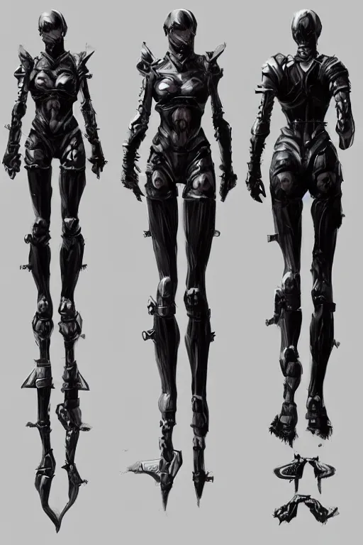 Prompt: full body girl metal armor dynamic poses painting trending on artstation