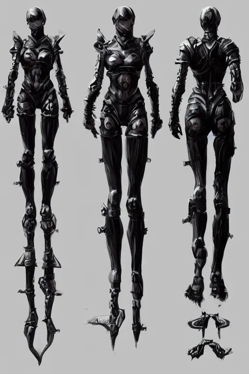 Image similar to full body girl metal armor dynamic poses painting trending on artstation