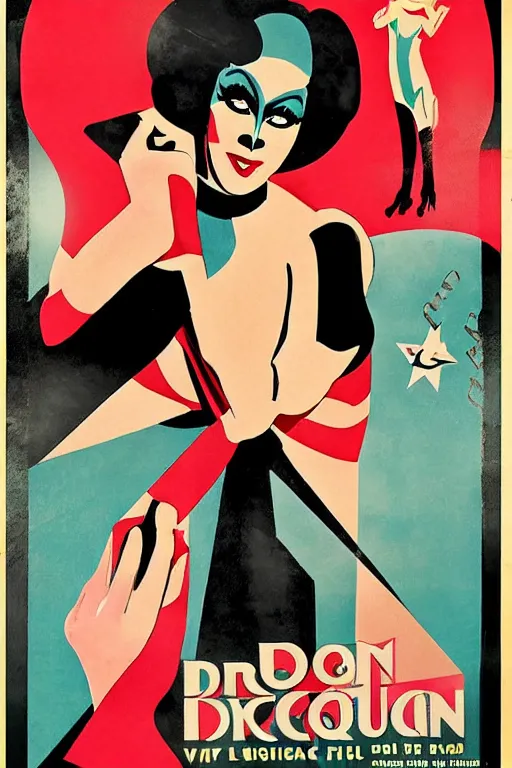 Image similar to drag queen art deco movie poster