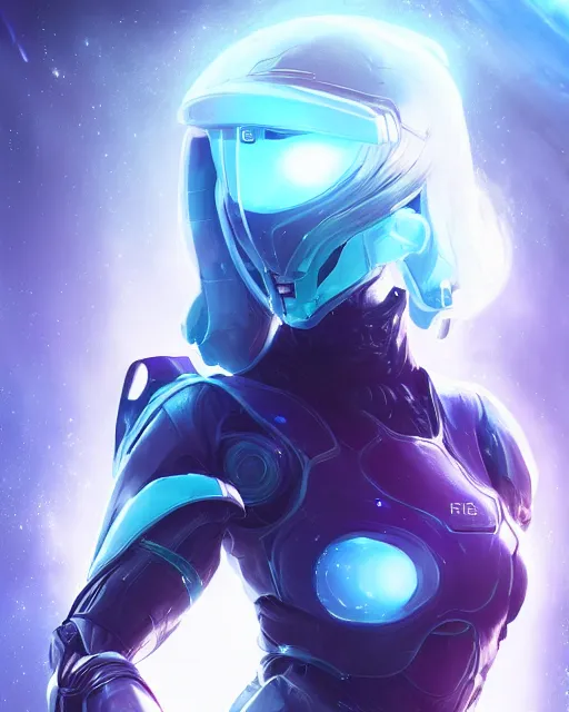 Image similar to perfect android girl on a mothership, warframe armor, beautiful face, scifi, futuristic, galaxy, nebula, raytracing, dreamy, long white hair, blue cyborg eyes, sharp focus, cinematic lighting, highly detailed, artstation, divine, by gauthier leblanc, kazuya takahashi, huifeng huang