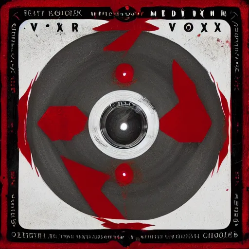 Prompt: red vox album cover, altertative rock music album cover