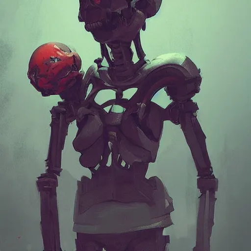 Prompt: skull robot, style game life is strange of square enix, trending on artstation, painted by greg rutkowski, render with game the last of us parte ii details