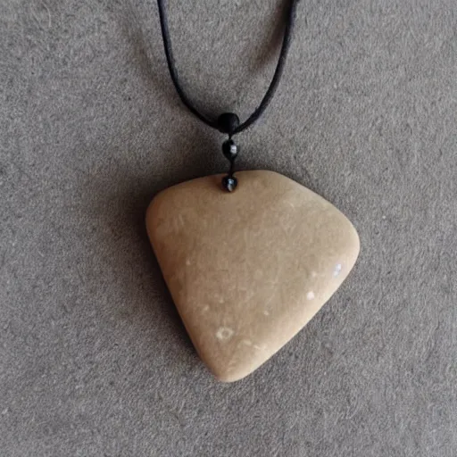 Prompt: beautiful but simple amulet made from equal parts bright sandstone and dark sandstone, representing powerful love