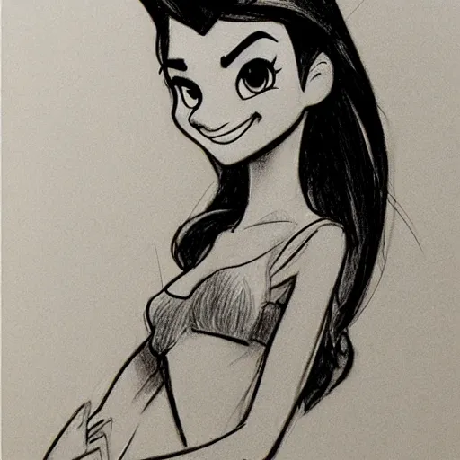 Image similar to milt kahl pencil sketch of victoria justice disney style
