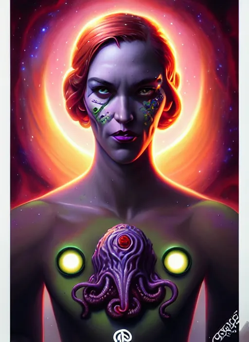 Image similar to cosmic lovecraft random dc hero portrait, pixar style, by tristan eaton stanley artgerm and tom bagshaw.