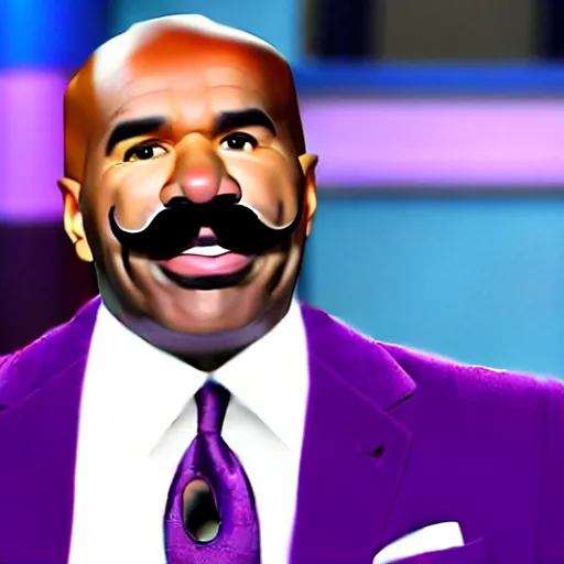 Image similar to steve harvey but his mustache is purple