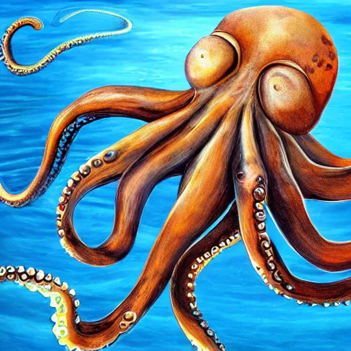 Image similar to octopus cat hybrid, high detail, realistic, ocean background