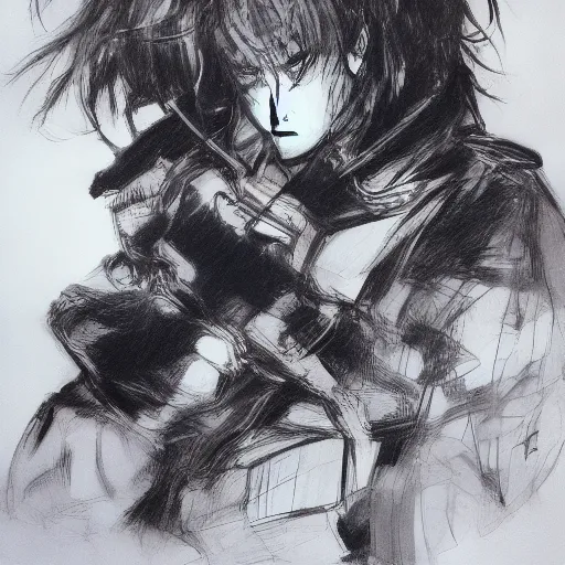 Prompt: a drawing of morbious by yoji shinkawa.