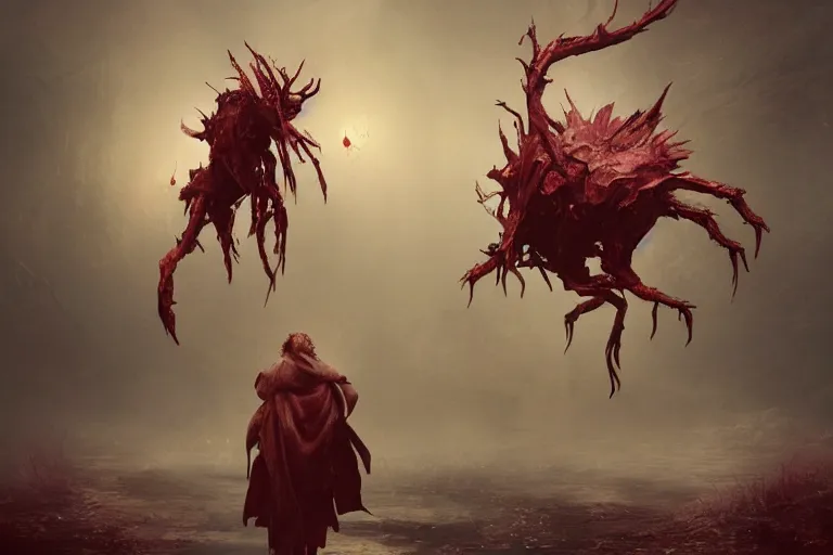 Image similar to Strange and mystical creatures scary and dangerous, concept art, inspired by Reylia Slaby, Guillermo del Toro, trending on artstation, volumetric lighting, intricate, ornate, CGsociety