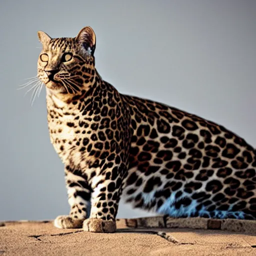 Image similar to cat with a head of a leopard, national geographic