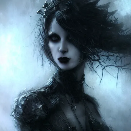 Image similar to gothic kitten, darkwave, darksynth, portrait, sharp, digital matte painting, art by luis royo, greg rutkowski, wlop, dramatic lighting, trending on artstation