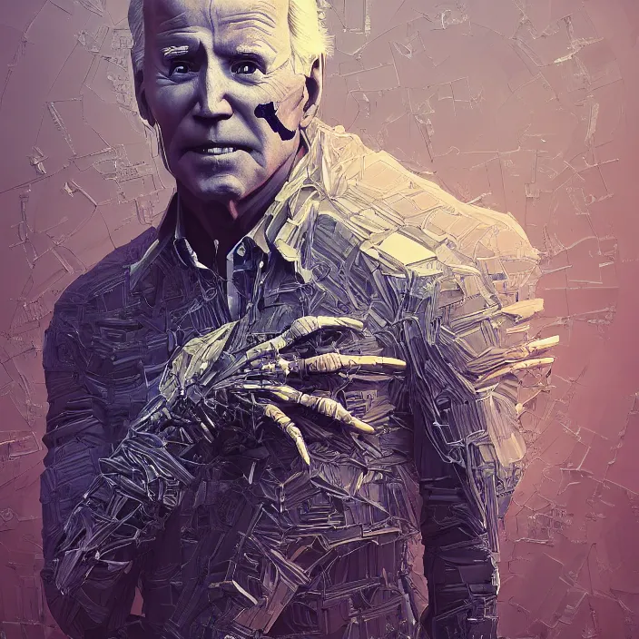 Image similar to portrait of joe biden as skeleton. intricate abstract. intricate artwork. by Tooth Wu, wlop, beeple, dan mumford. octane render, trending on artstation, greg rutkowski very coherent symmetrical artwork. cinematic, hyper realism, high detail, octane render, 8k, iridescent accents