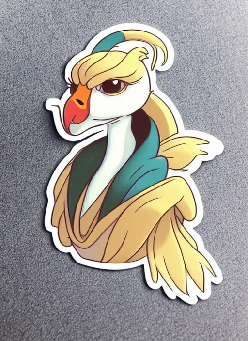 Prompt: cute goose sticker design, natural lighting, path traced, highly detailed, high quality, digital painting, by don bluth and ross tran and studio ghibli and alphonse mucha, artgerm