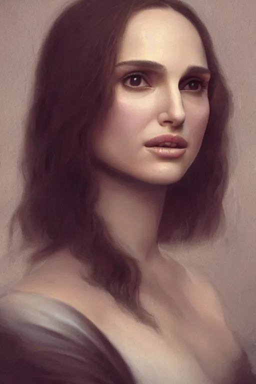 Prompt: natalie portman painted by leonardo da vinci, high details, cinematic, 8k resolution, beautiful detailed, photorealistic, digital painting, artstation, concept art, smooth, sharp focus, illustration, fantasy background, artstation trending, octane render, unreal engine