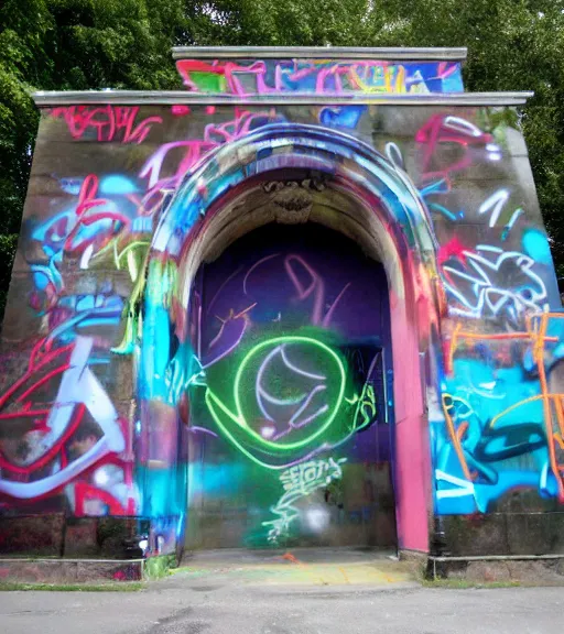 Image similar to arc of triumph full of graffiti