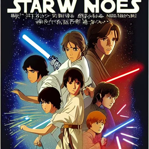 Image similar to film still Poster of Star Wars A New Hope Artwork by Dice Tsutsumi, Makoto Shinkai, Studio Ghibli