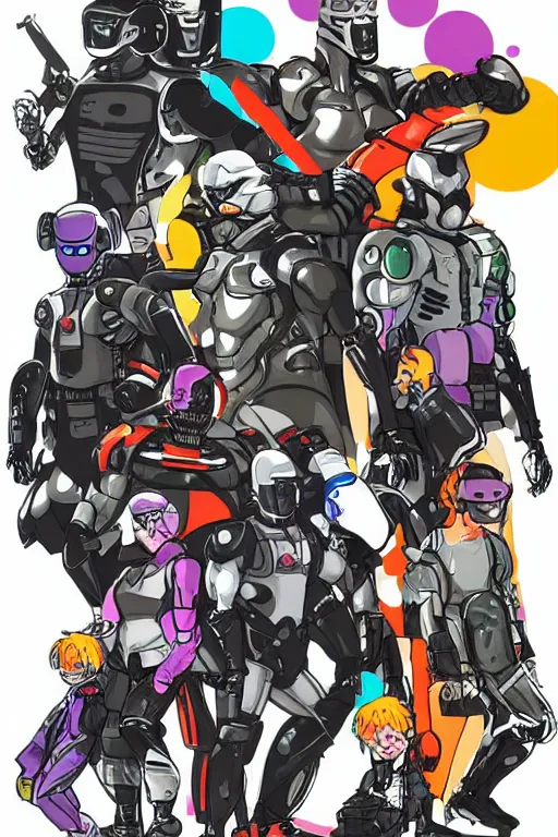 Image similar to robot ninja mask helmet metal gear solid snake pose training suit swat heros lisa frank chaykin howard and campion pascale and cooke darwyn and davis jack