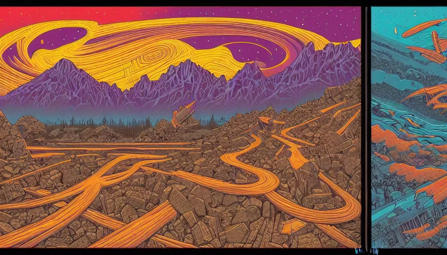 Image similar to the two complementary forces that make up all aspects and phenomena of life, by dan Mumford