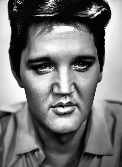 Image similar to photo closeup portrait of superstar elvis presley by steve mccurry