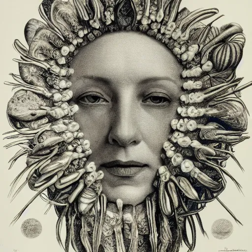 Image similar to Detailed drawing of cate blanchett From Art Forms in Nature by Ernst Haeckel