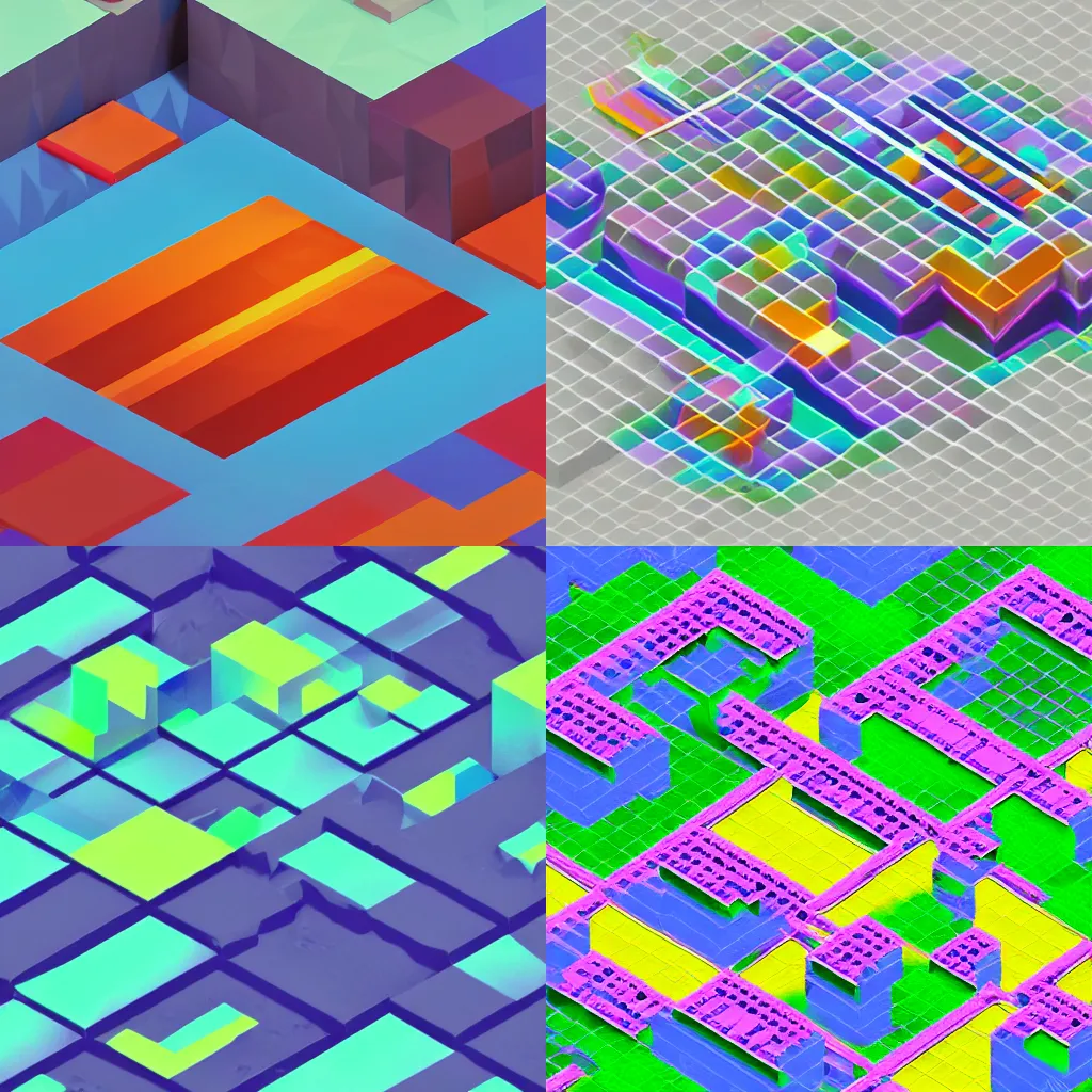 Prompt: organic turbulence low poly pixelated isometric