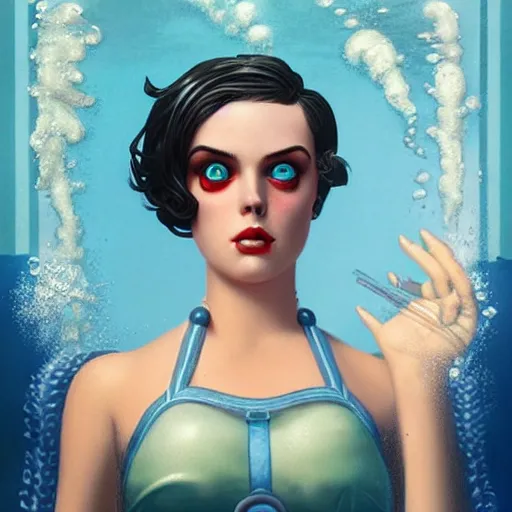 Image similar to lofi underwater bioshock beach model portrait, Pixar style, by Tristan Eaton Stanley Artgerm and Tom Bagshaw.