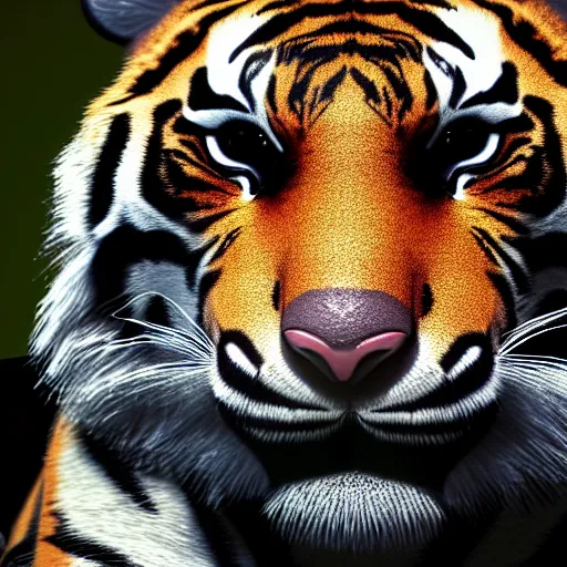 Image similar to anthro tiger in a black suit, ultra detail, ultra realistic, unreal engine, 8 k