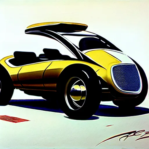 Image similar to concept art of a car with a sidecar, painted by syd mead, high quality