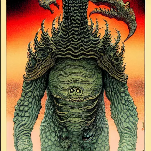 Image similar to prompt : portrait of kaiju character painted in miyazaki color style drawn by katsuhiro otomo and takato yamamoto, inspired by fables, china doll face, smooth face feature, intricate oil painting, high detail, sharp high detail, manga and anime 2 0 0 0